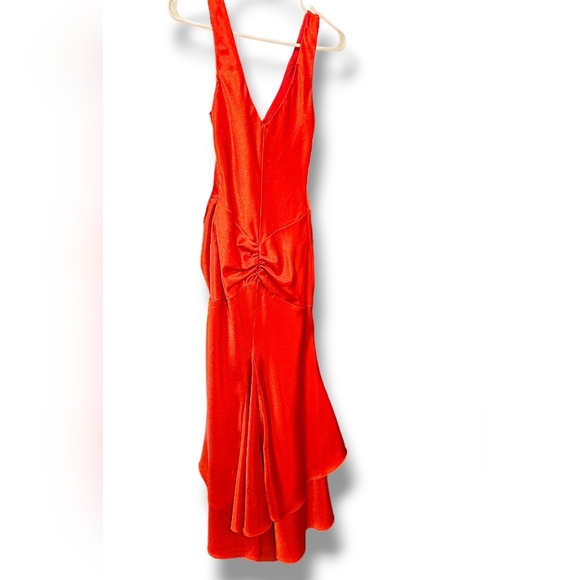 Women's Red satin dress. Ruffle Hemline. Size Xs - Picture 6 of 15